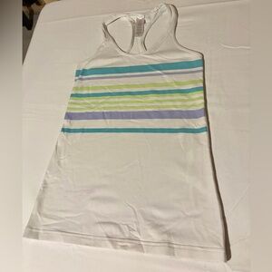 Ivivva White Tank Top with Aqua, Lime & Lavender Stripes Sz 12